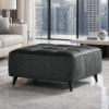 Picture of Pouf, katty, leather+fabric, black & grey, 85x85x32cm 