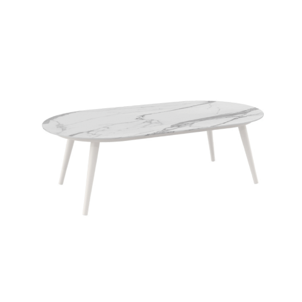 Picture of Coffee table, bambi, aluminium frame, ivory beige, 130x70x42cm