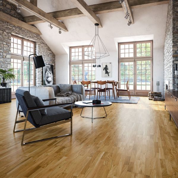 Picture of Parquet flooring, semi matt natural oil, rusticoak 4-strip, 2200 x 207 x 14 mm