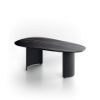 Picture of Coffee table, dolmen, ceramic top on glass, metal painted structure, black portoro marble top, 55cm X 100cm H. 35cm