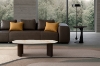 Picture of Coffee table, dolmen, ceramic top on glass, metal painted structure, calacatta gold marble top, bronze painted metal structure, 55cm X 100cm H. 35cm