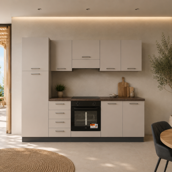Picture of Kitchen, ronny, left-hand configuration, appliances included, beige finish, 255×216 cm