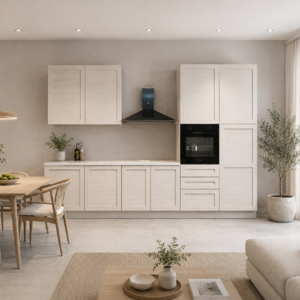 Picture of Kitchen, darla, right-hand configuration, appliances included, beige color, 330×240 cm