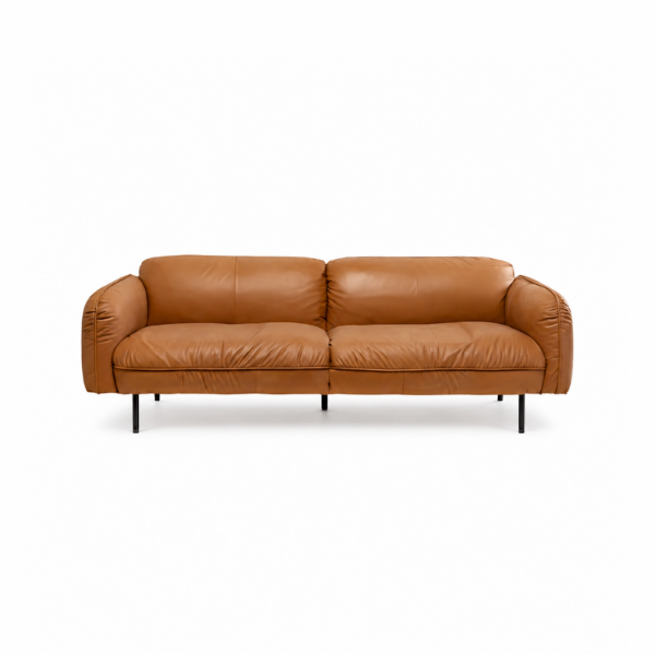 Picture of Sofa, bendy, calgary black iron, metal legs, full cow leather, brown, 226x88x73cm