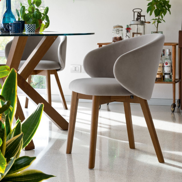 Picture of Chair cb/2117 tuka, connubia, dimensions 69xx71x72cm, with arms, walnut  bch wood frame, upholstered in matt sand fabric (p201/slj)